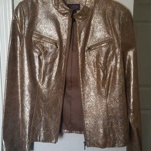 Snake print leather jacket